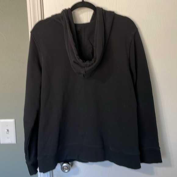 Vintage Adidas Trifold Black Logo Hooded Kangaroo Pockets Sweatshirt Sz Large - Picture 7 of 8